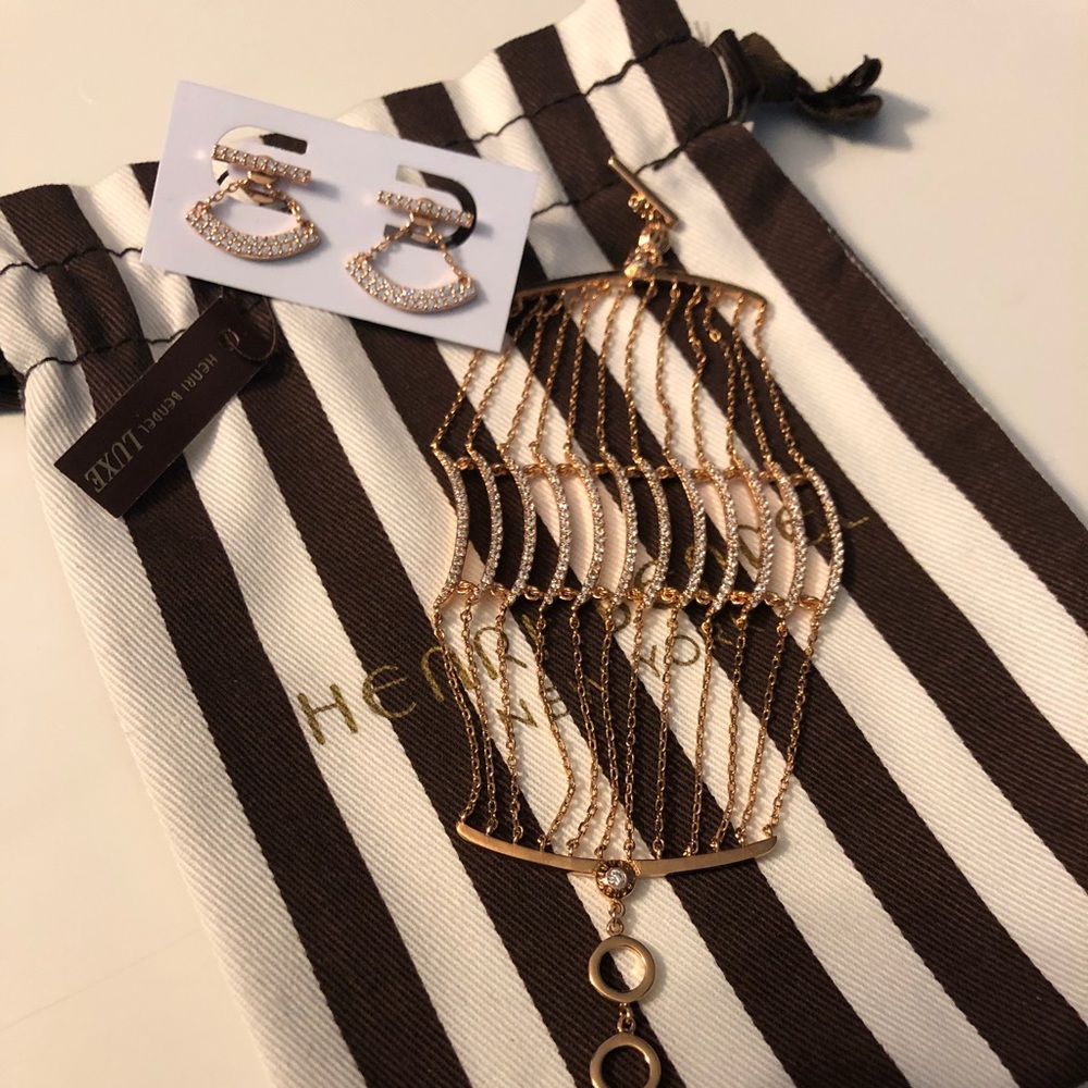 2 Henri Bendel Luxe Bracelet & Earrings ROSE GOLD